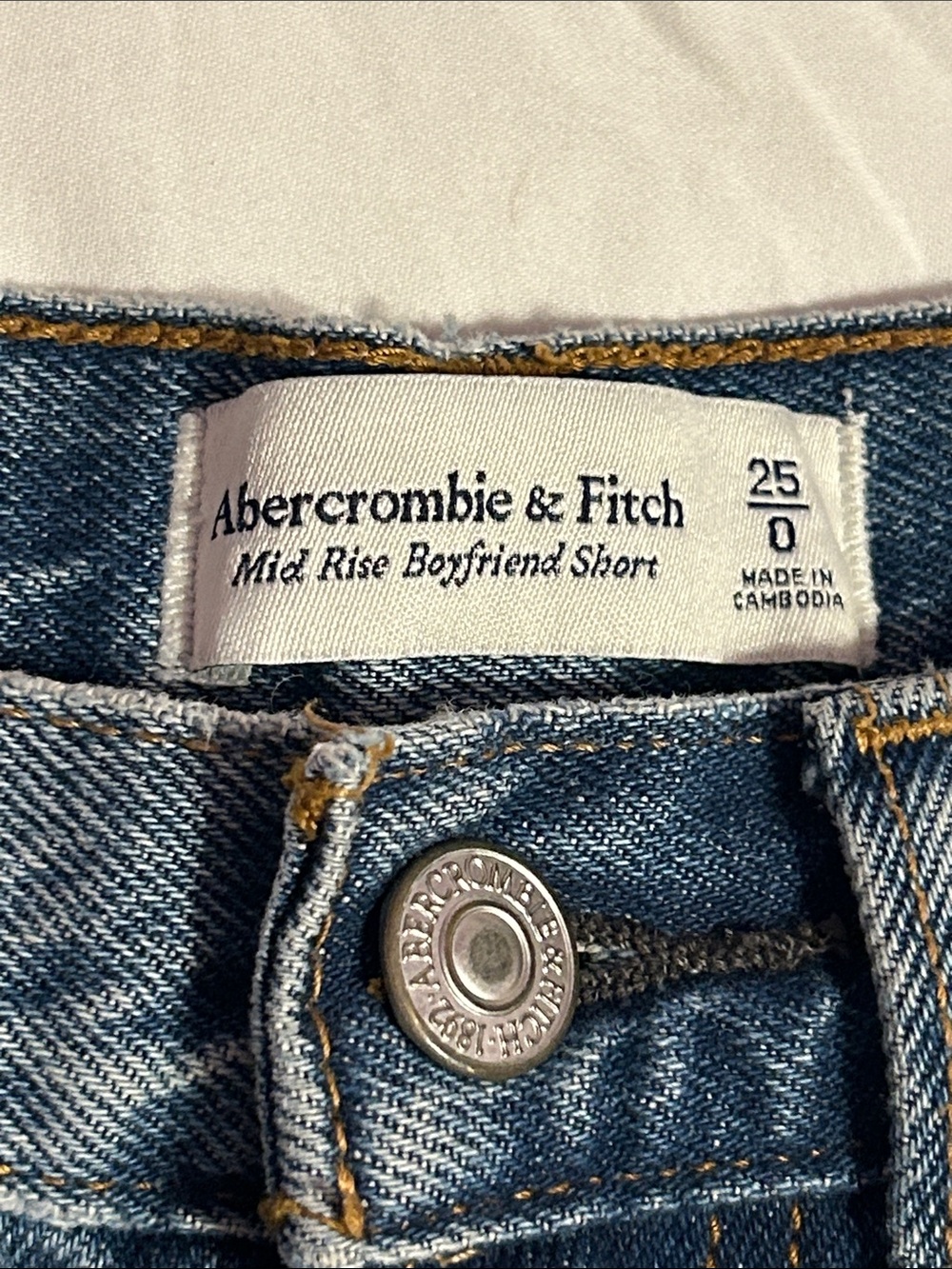 Abercrombie & Fitch Distressed Medium Blue Denim Cutoff Shorts - Picture 3 of 3